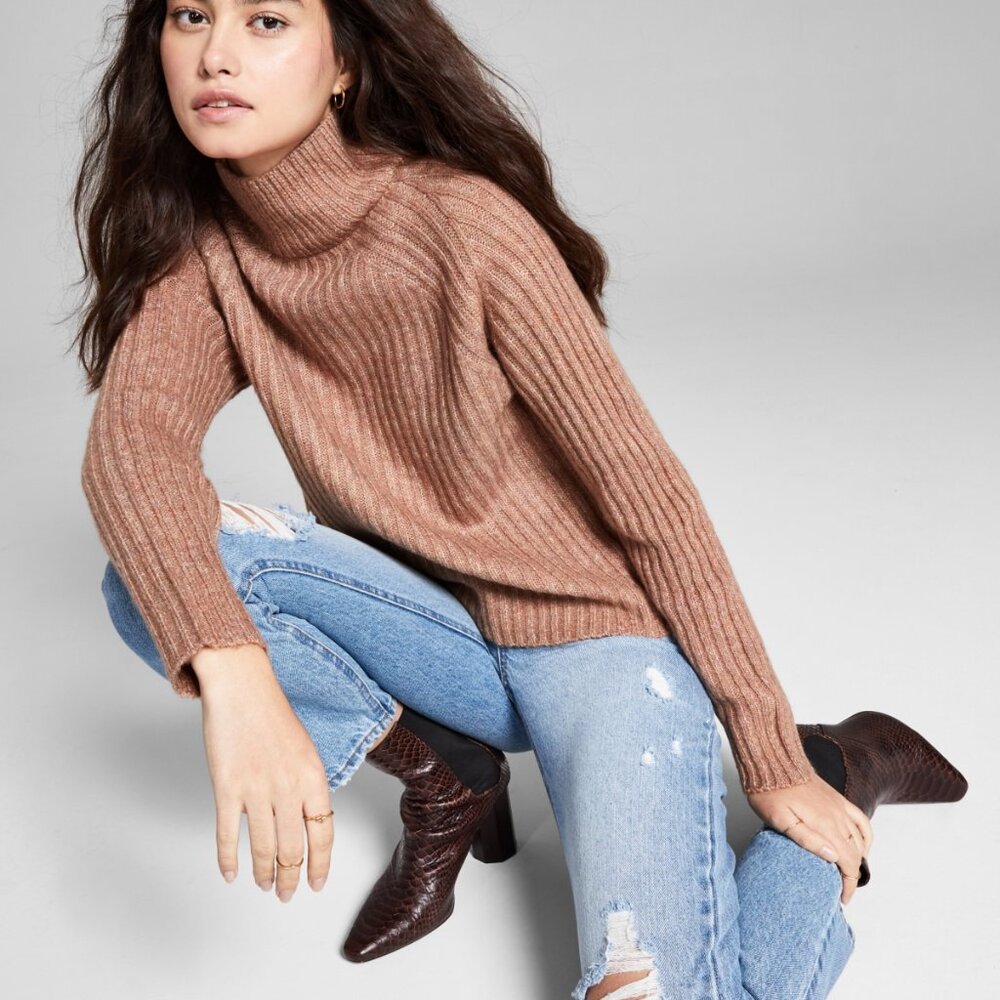And Now This Junior's Ribbed Knit Turtleneck Sweater - Picture 2 of 7